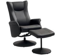 HOMCOM Swivel Recliner Chair with Footstool and Adjustable Back, Black