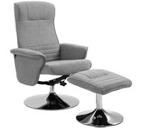 HOMCOM Swivel Recliner Chair with Footstool, Velvet Recliner Armchair with Ottoman, Steel Base, Upholstered Reclining Chair for Living Room, Bedroom, Office, Grey