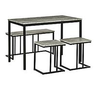 HOMCOM Table and Chairs set MDF (Medium-Density Fibreboard), Steel 4 Seat