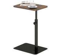 Homcom Table, C Shaped End Table With Adjustable Height And Metal Base In Dark Brown Dark Brown