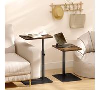 HOMCOM Table, C Shaped End Table with Adjustable Height & Metal Base in Dark Brown | Size: 40 cm x 30 cm HOMCOM Dark Brown 40 cm x 30 cm