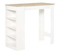 Homcom Bar Table Coffee Table Kitchen Dining Table With 4-Tier Shelf Natural