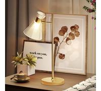 HOMCOM Modern Table Lamp, Bedside Lamp with Adjustable Flower-Shaped Head and E27 Socket for Living Room Bedroom Study, Bulb Not Included, Gold Tone