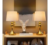 Homcom Table Lamps Set Of 2, Modern Bedside Lamps With Usb Ports In Gold Gold One Size