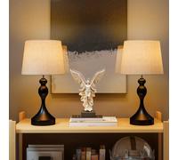 HOMCOM Bedside Lamps Set of 2, Modern Table Lamps with 3 Colour Temperatures, USB A+C Charging Ports and Linen Shade for Living Room Bedroom Office, Black