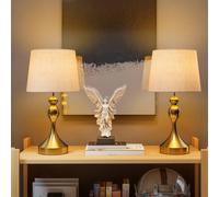 HOMCOM Set of 2 Bedside Lamps with 3 Colour Temperatures & USB Ports in Gold HOMCOM Gold