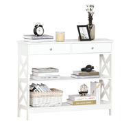 Homcom Table Sofa Desk W/ Shelves Drawers For Living Room Entryway Bedroom In White White