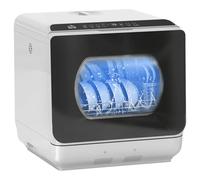 HOMCOM Table Top Dishwasher, Mini Countertop Dishwasher No Plumbing with Built-in 6L Water Tank, 6 Programs, Touch Control, LED Display, 4 Place Settings, Dual Water Supply and Fruit Wash, Black
