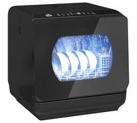 HOMCOM Table Top Dishwasher, Mini Countertop Dishwasher No Plumbing with Built-in 6L Water Tank, 6 Programs, Touch Control, LED Display, 4 Place Settings, Dual Water Supply and Fruit Wash, Black