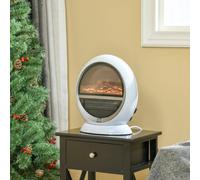 HOMCOM Table Top Electric Fireplace Heater with LED Flame Rotatable Head White, White