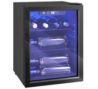 HOMCOM Table-Top Wine Cooler, 48 Litre Capacity, 4-16°C Drinks Wine Fridge with Glass Door, LED Light, Button Control, Single-Zone, (16 Bottle)