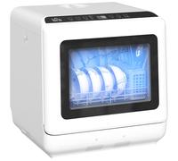 HOMCOM Tabletop Dishwasher, Mini Countertop Dishwasher with Built-in 6L Water Tank, 6 Programs, Touch Control, LED Display, 4 Place Settings, Dual Wa