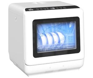 HOMCOM Tabletop Dishwasher, Mini Countertop Dishwasher with Built-in 6L Water Tank, 6 Programs, Touch Control, LED Display, 4 Place Settings, Dual Water Supply and Air Drying Function, White