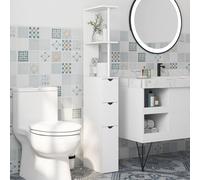 HOMCOM Tall Bathroom Storage Cabinet with Shelf and Drawers, White