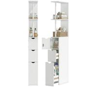 HOMCOM 2 Shelf 2 Drawer White Tall Bathroom Storage Cabinet