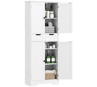 HOMCOM 4 Door 2 Drawer White Tall Bathroom Cabinet