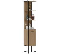 HOMCOM Tall Bathroom Cabinet with 3 Open Shelves Adjustable Shelf, Natural, Multi