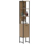 HOMCOM Tall Bathroom Cabinet with 3 Open Shelves Adjustable Shelf - Natural wood finish | TJ Hughes