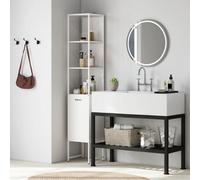Homcom Tall Bathroom Cabinet With 3 Open Shelves Adjustable Shelf, White