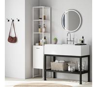 Homcom Tall Bathroom Cabinet With 3 Open Shelves Adjustable Shelf, White White
