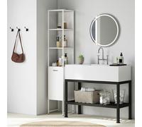 HOMCOM Tall Bathroom Cabinet with 3 Open Shelves Adjustable Shelf, White HOMCOM White