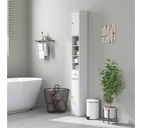 Homcom Tall Bathroom Cabinet With Drawer And Adjustable Shelves, White