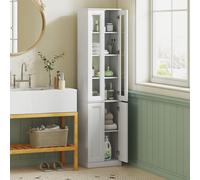 Homcom Tall Bathroom Storage Cabinet, 6-Tier Bathroom Cabinet, White