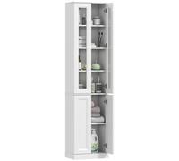 Homcom Tall Bathroom Storage Cabinet, 6-Tier Bathroom Cabinet, White White