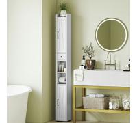 HOMCOM Tall Bathroom Storage Cabinet Slim Bathroom Cabinet with Drawer White - White