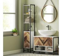 Tall Bathroom Storage Cabinet with 3 Shelves, 30 x 30 x 170 cm, White HOMCOM Walnut One Size