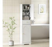 HOMCOM Tall Bathroom Storage Cabinet with Arch Doors Adjustable Shelf White