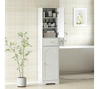 Homcom Tall Bathroom Storage Cabinet With Arch Doors Adjustable Shelf White White One Size