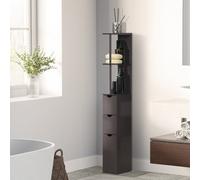 Homcom Tall Bathroom Storage Cabinet With Shelf And Drawers, Brown Brown