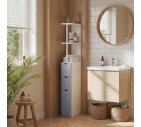 Homcom Tall Bathroom Storage Cabinet With Shelf And Drawers, White, Grey