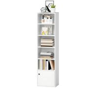 Homcom Tall Bookcase, 6-Tier Bookshelf With 3 Adjustable Shelves, White White