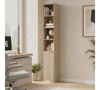 Homcom Tall Bookcase Open Bookshelf Adjustable Shelf 6-Tier Oak Wood Effect