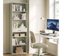 Homcom Tall Bookcase With Cubes, 7-Tier Bookshelf With Drawer, Light Green