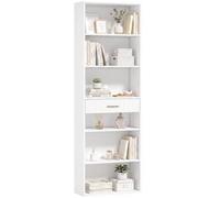 Homcom Tall Bookcase With Cubes, 7-Tier Bookshelf With Drawer, White White