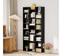 Homcom Tall Bookshelf With 21 Compartments And 10 Adjustable Shelves, Black