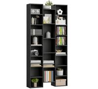 HOMCOM Tall Bookshelf with 21 Compartments and 10 Adjustable Shelves, Black - Black