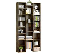 HOMCOM Tall Bookshelf with 21 Compartments and 10 Adjustable Shelves, Black - Rustic Brown