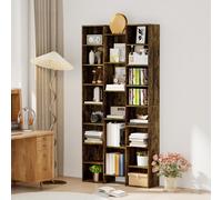 HOMCOM Tall Bookshelf with 21 Compartments and 10 Adjustable Shelves, Brown