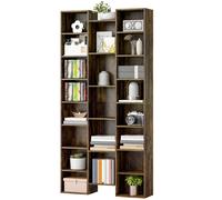 Homcom Tall Bookshelf With 21 Compartments And 10 Adjustable Shelves, Brown Brown