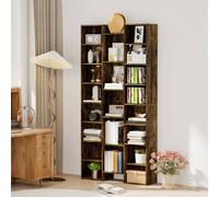 Homcom Tall Bookshelf With 21 Compartments And 10 Adjustable Shelves, Brown Brown One Size