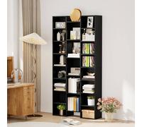 Homcom Tall Bookshelf With 21 Compartments And 10 Adjustable Shelves, Black, Black