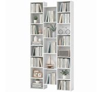 Homcom Tall Bookshelf With 21 Compartments And 10 Adjustable Shelves In White White