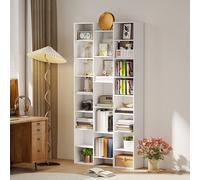 HOMCOM Tall Bookcase, Bookshelf with 21 Compartments & Adjustable Shelves in White HOMCOM White
