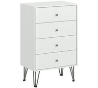 Homcom Tall Chest Of Drawers 4-Drawer Dresser For Bedroom Modern Storage Cabinets With Hairpin Legs White