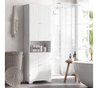 Homcom 183X60Cm Tall Freestanding Bathroom Cabinet Retro 3 Compartments White