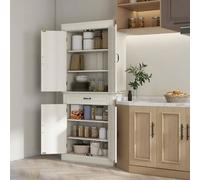 HOMCOM Tall Freestanding Kitchen Pantry Cupboard With Drawer, White